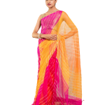 Multi Coloured Pure Georgette Lehariya Saree | Traditional Lehariya Pattern | Jaipurio Designer Collection